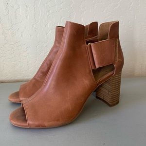 Leather peep toe heels